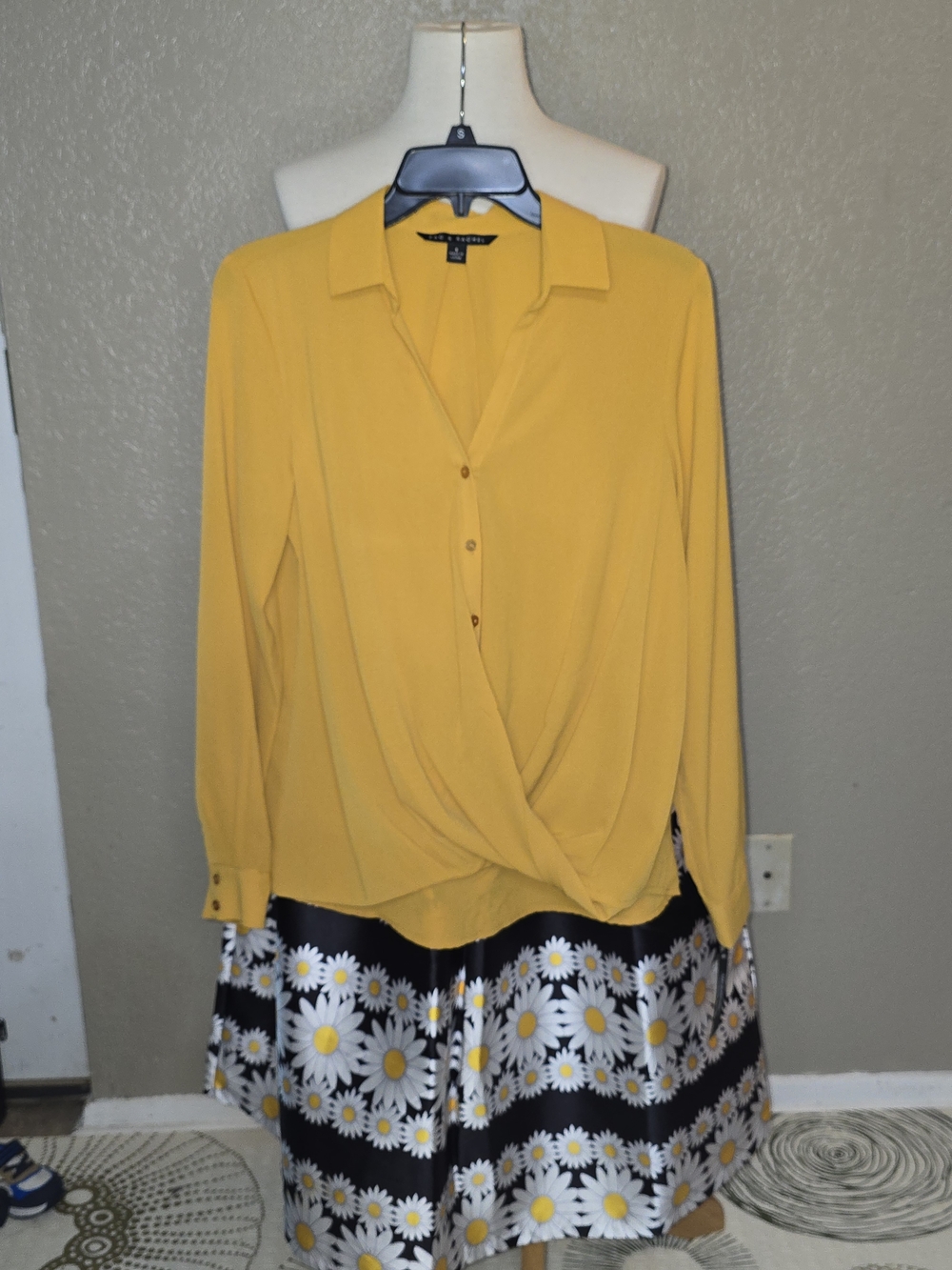 Worthington Golden Yellow Draped Wrap-Front Blouse